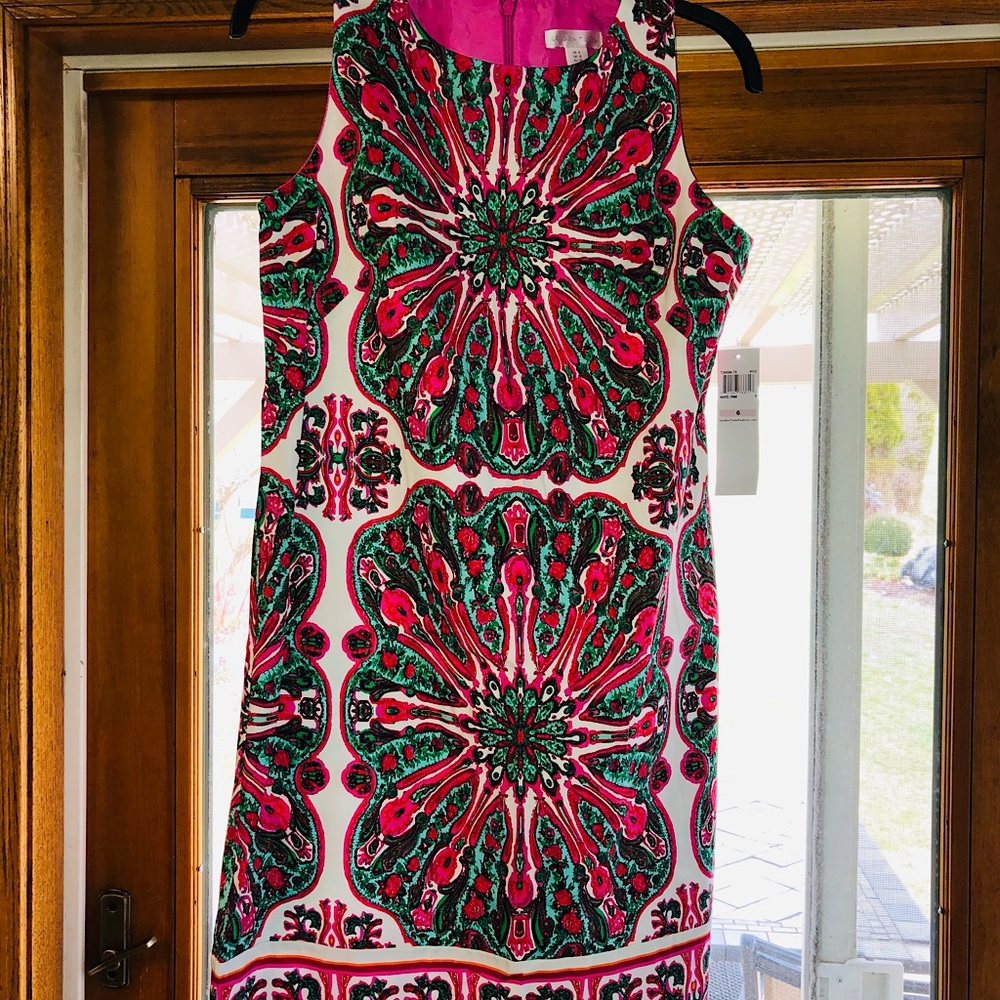 Beautiful Green and pink sleeveless dress from Nordstrom’s. Perfect for summer